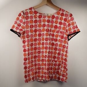 Marni Red and Orange Polka Dot Short Sleeve Top Size Medium
